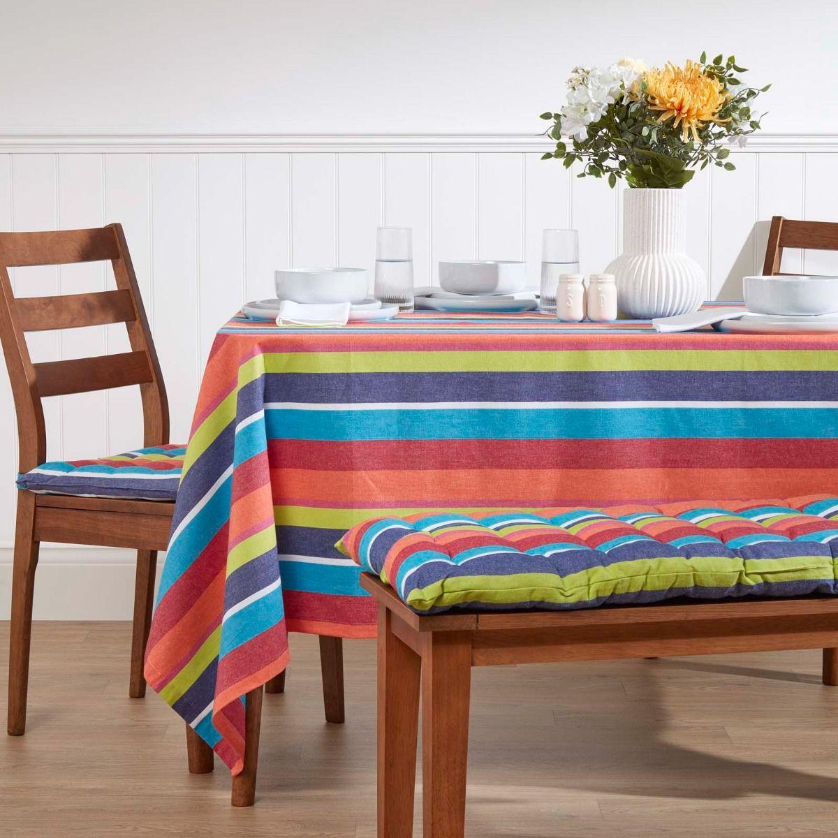 BANKAUFLAGE bunt gestreift, 2-Sitzer 108/42/5 cm - Multicolor, Textil (108/42/5cm) - Homescapes