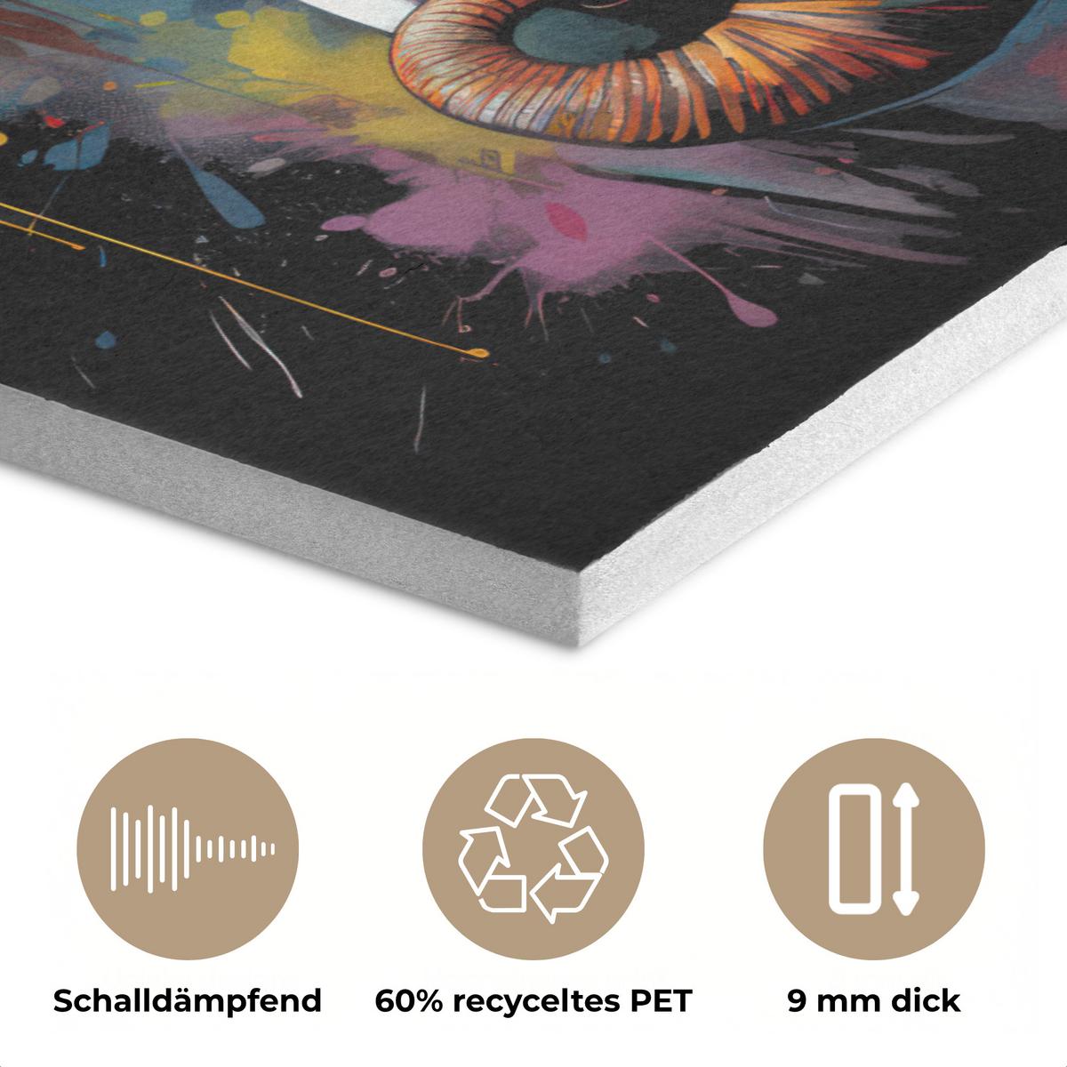 AKUSTIKBILD Elefant - Graffiti - Schwarz - Tiere - Farben Kunstdruck Schlafzimmer 50x70 cm - Schwarz, Kunststoff (50/70/0.9cm) - MuchoWow