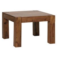 COUCHTISCH MUMBAI aus Massivholz im Landhaus-Stil mit natürlichem Design, Dunkelbraun 60x60x40 cm - Dunkelbraun/Braun, Holz (60/60/40cm) - KADIMA DESIGN