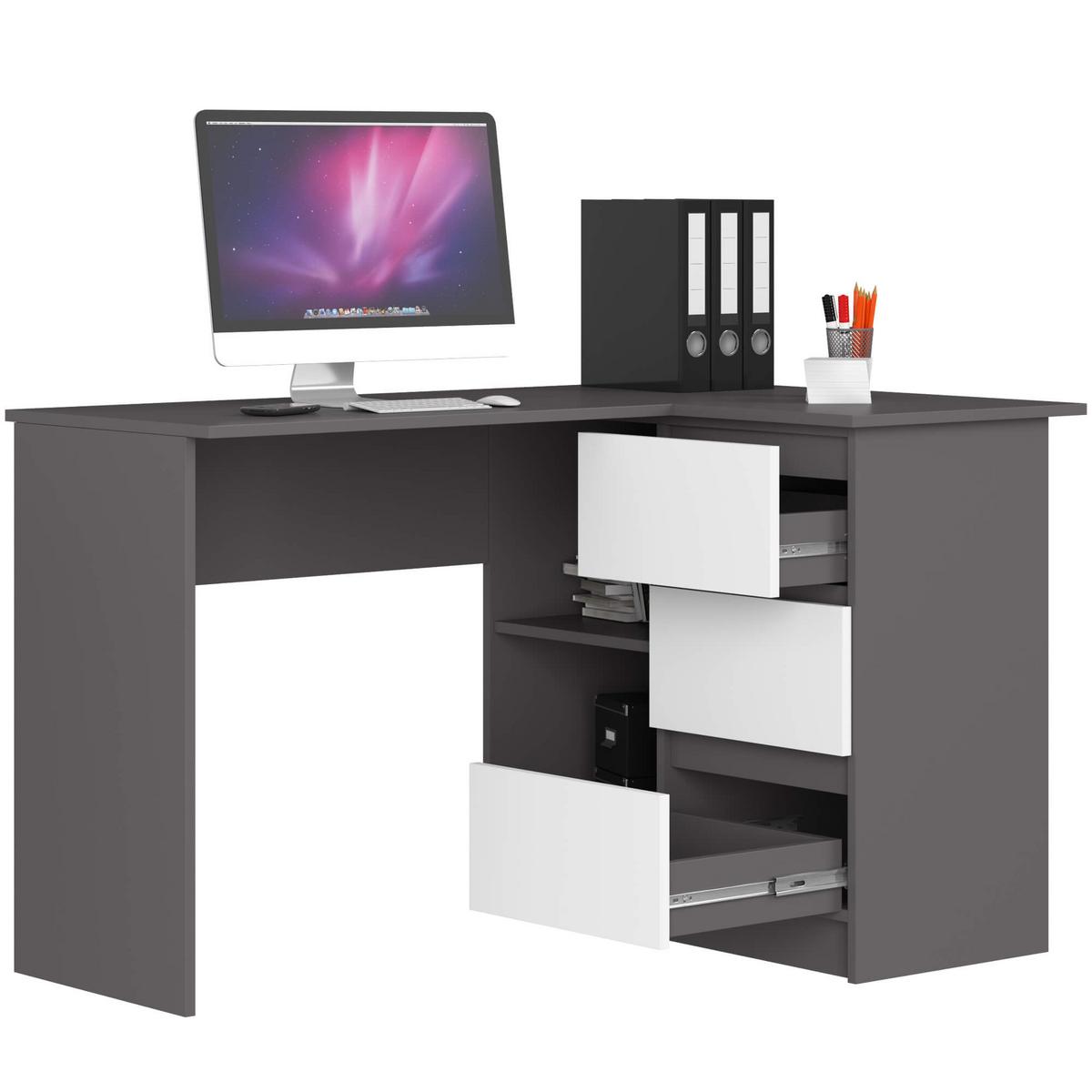 SCHREIBTISCH Graphit Grau, Weiß 77/124/85 - Weiß, Holzwerkstoff (135/50/77cm) - RAUMHIRSCH FURNITURE