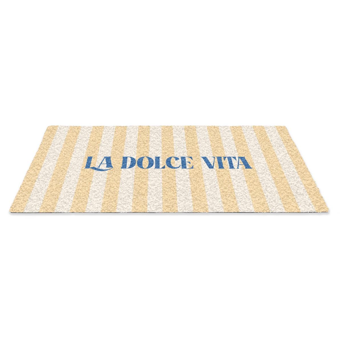 FUSSMATTE Blau – Gelb – Streifen – La Dolce Vita 90x60 cm - Hellgelb, Kunststoff (90/0.4cm) - MuchoWow