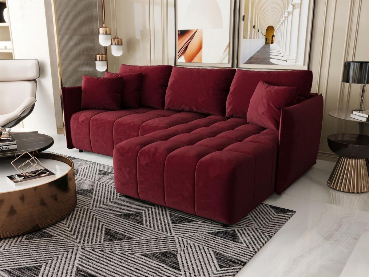 ECKSOFA Treviso - Bordeaux, Holzwerkstoff/Textil (245/185cm) - Fun Möbel