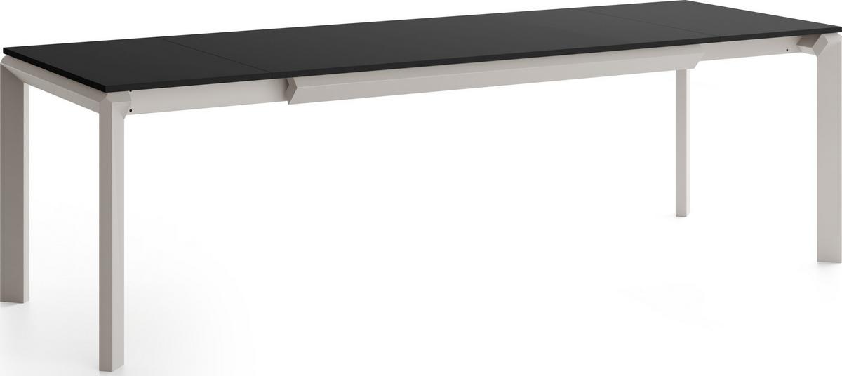 ESSTISCH Elan rechteckig ausziehbar verlängerbar mit Schwarzen Metallbeinen, Schwarz 160-250/90/76 cm - Kaschmir/Schwarz, Holzwerkstoff/Metall (90/250/76cm) - WFL GROUP