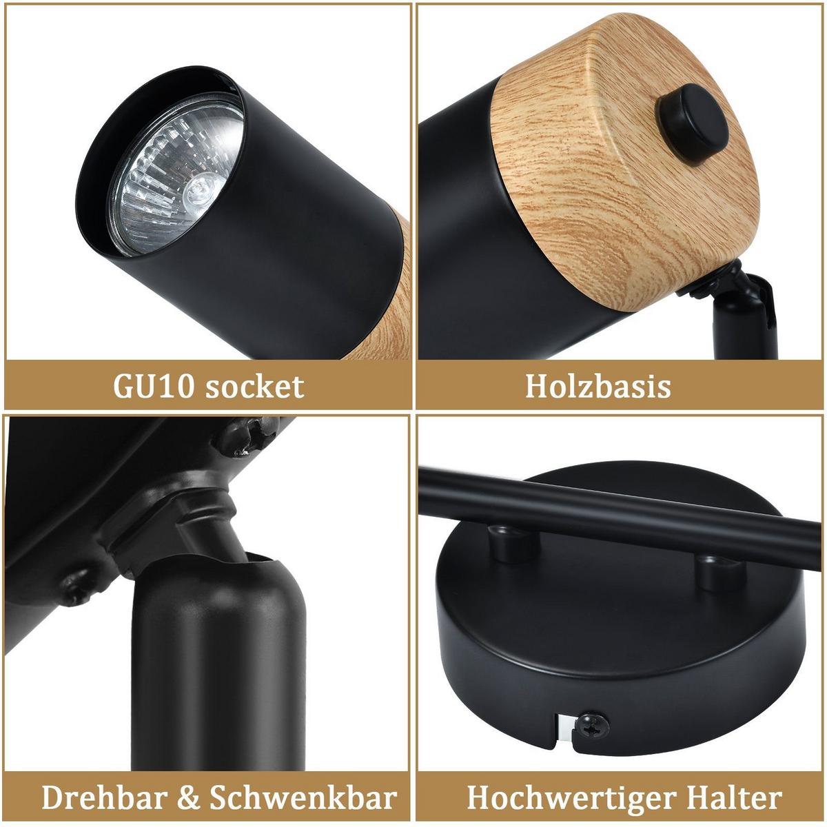 DECKENLEUCHTE Doris 2-flammig 30/10/19 cm - Schwarz, Metall (30/10/19cm) - Nettlife