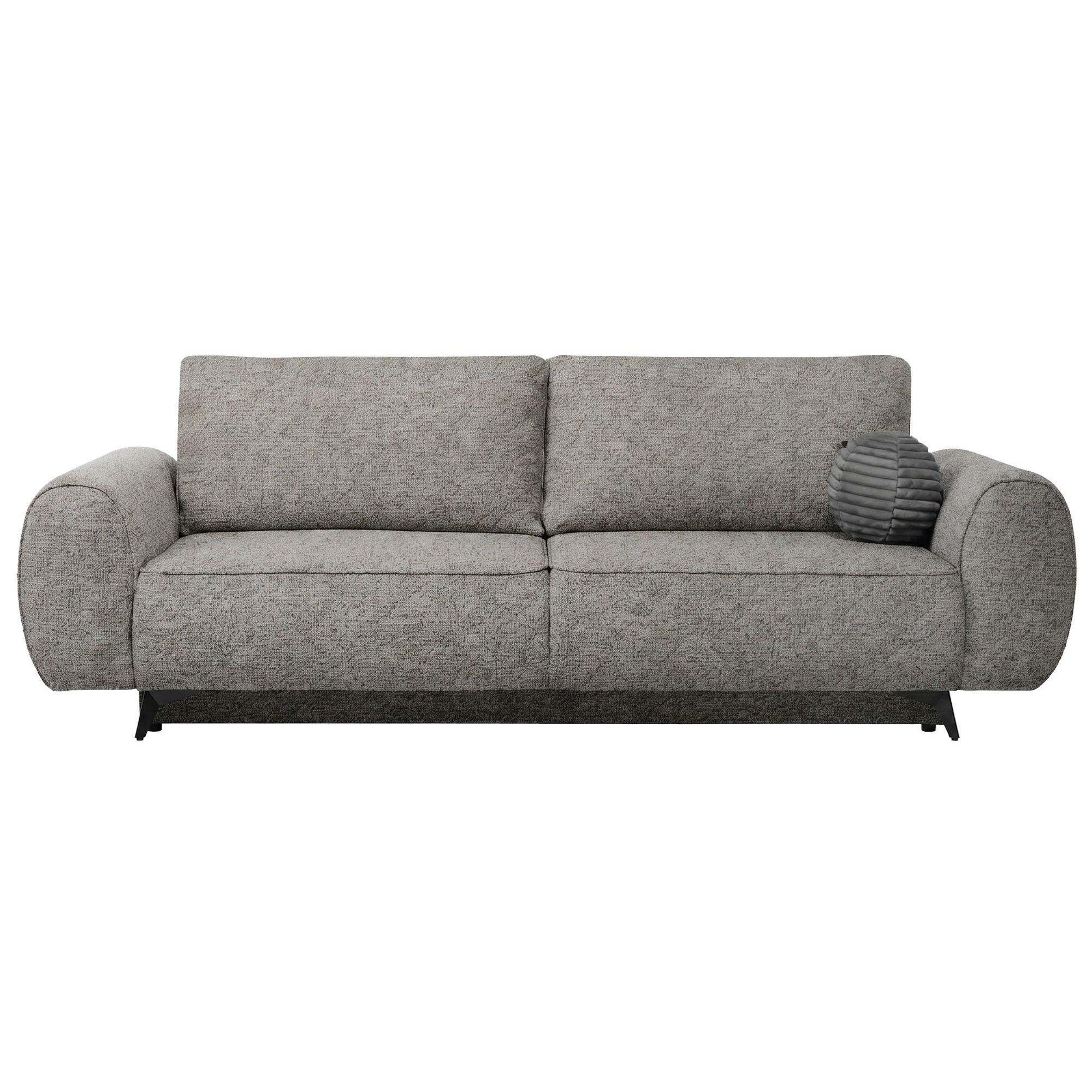 SCHLAFSOFA Vito 3-Sitzer mit Bettkasten, DL-System, Chenille-Stoff, Grau - Schwarz/Grau, Textil (256/90/99cm) - Beautysofa