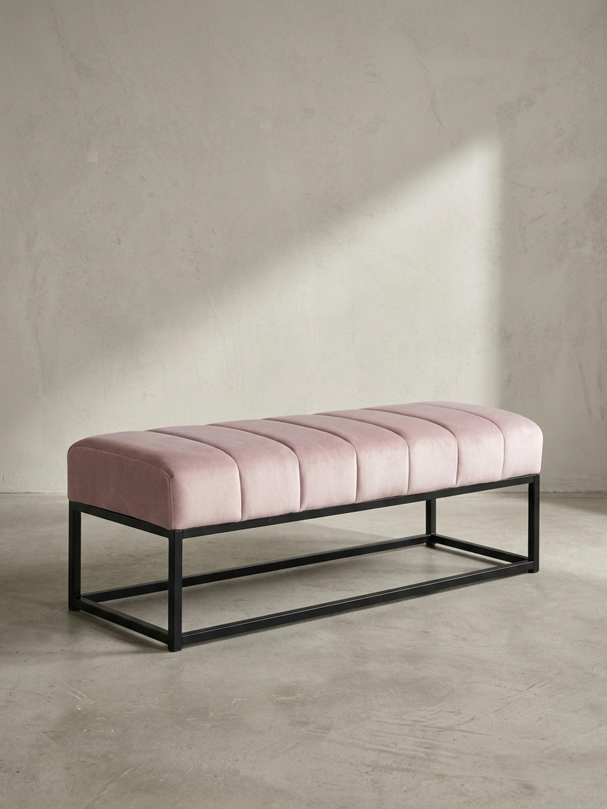 SITZBANK Samt Metallgestell gepolstert, Rosa 108x40x40 cm - Pink/Schwarz, Textil/Metall (108/40/40cm) - KADIMA DESIGN