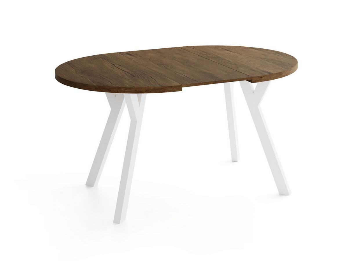 ESSTISCH Vero rund ausziehbar verlängerbar, Eiche Braun Rustikal 80-130/80/77 cm - Alteiche/Weiß, Holz/Holzwerkstoff (80/130/76.5cm) - WFL GROUP