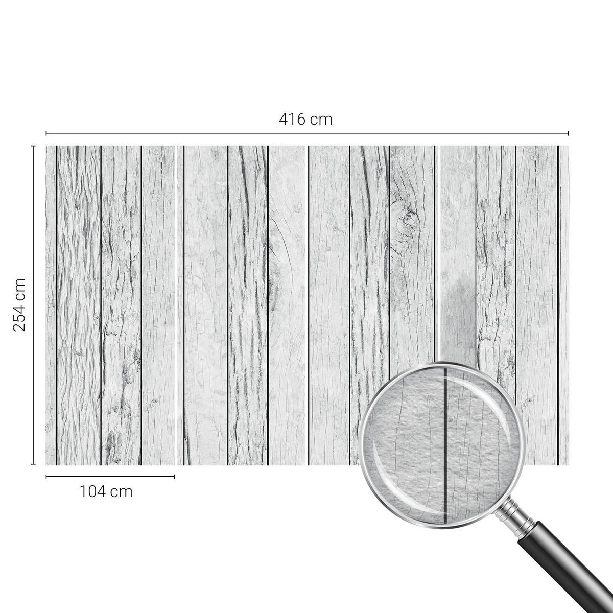 FOTOTAPETE 416x254 cm - Vintage-Flair - Weiß, Textil (416/254cm) - Wallfluent