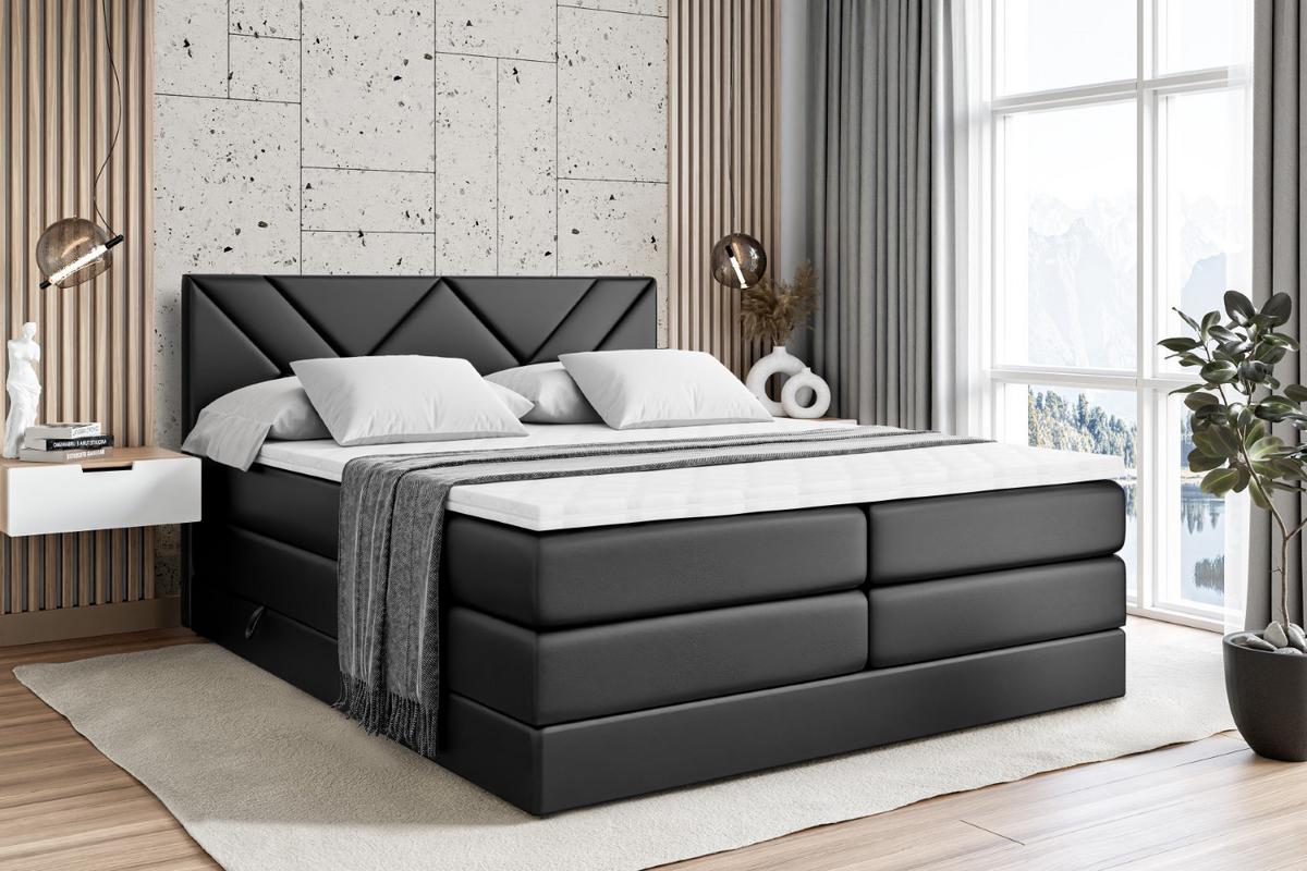 BOXSPRINGBETT BARWA KING - 140x200 - H3/H4 - Schwarz Hochglanz - Schwarz Hochglanz, Holzwerkstoff (140/200cm) - ALTDECOR