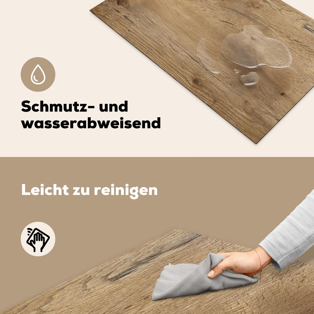 HERDABDECKPLATTE Holz - Braun - Holzoptik Induktionsmatte 83x51 cm - Eichefarben, Kunststoff (83/51.5/0.2cm) - MuchoWow