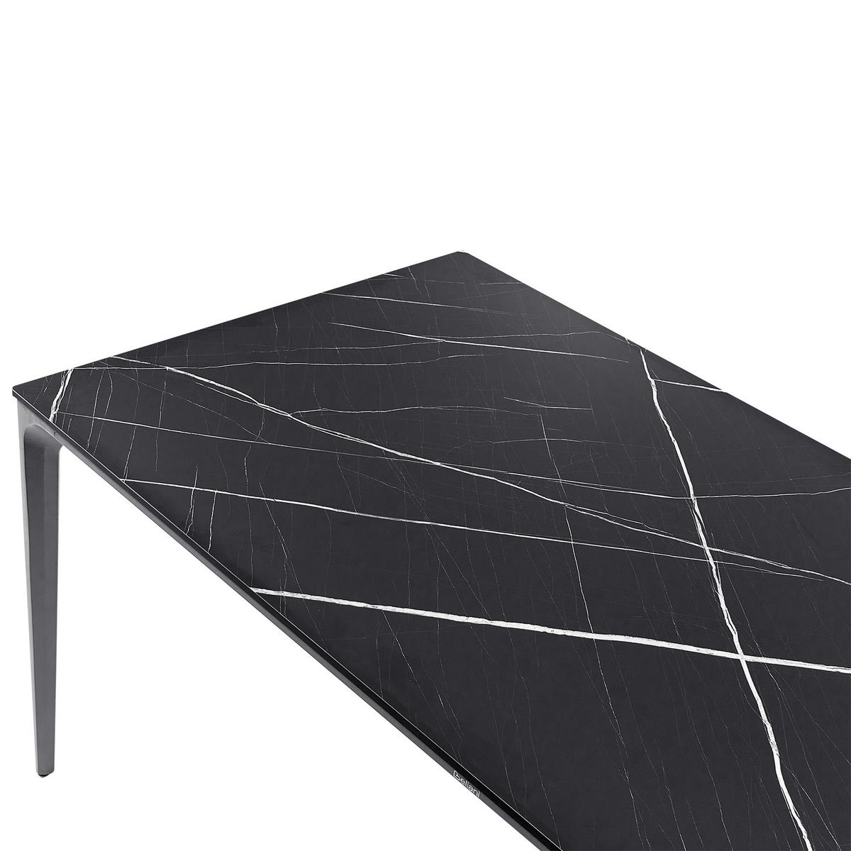 GARTENTISCH 180/90 cm Marmor Optik Schwarzer Marmor Sovareto - Dunkelgrau, Kunststoff (180/90/75cm) - Beliani