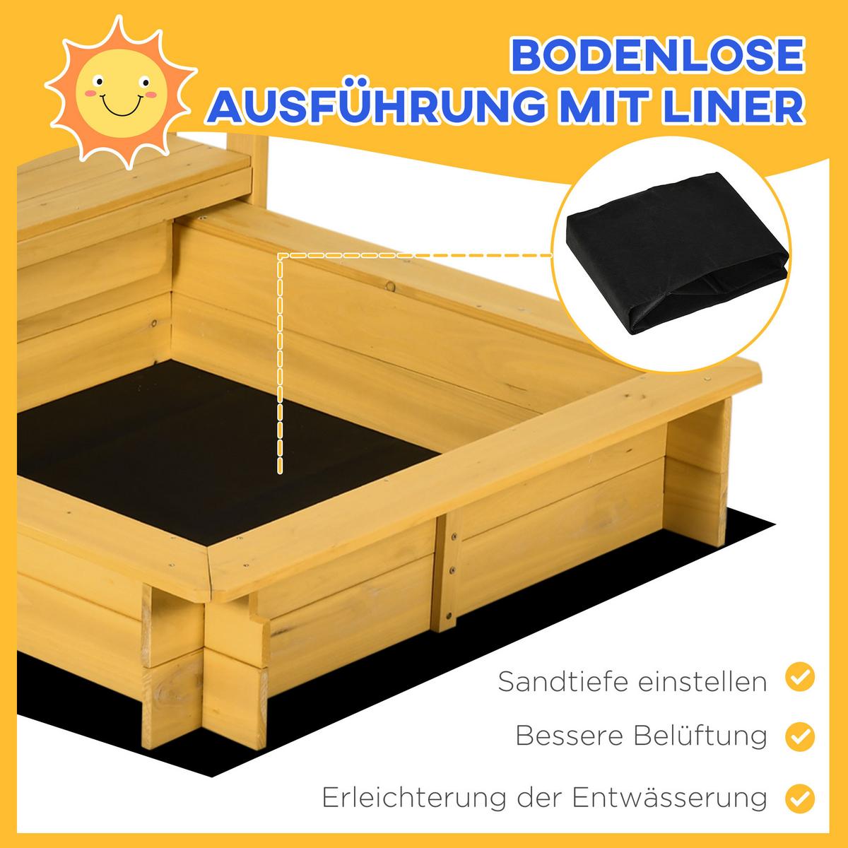 SANDKASTEN, Naturholz, Tanne - Naturfarben, Holz (133/129/137.5cm) - Outsunny
