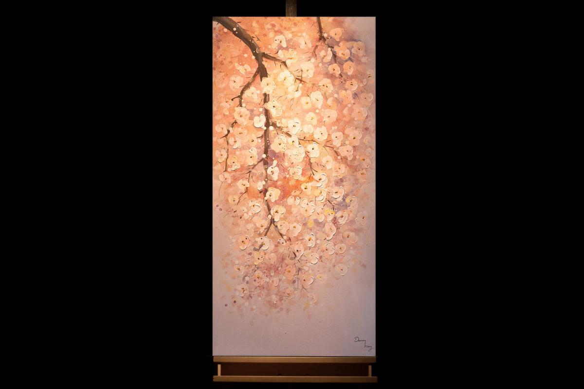 ACRYLBILD HANDGEMALT 60/120 cm - Pink/Weiß, Holz/Textil (60/120cm) - KUNSTLOFT