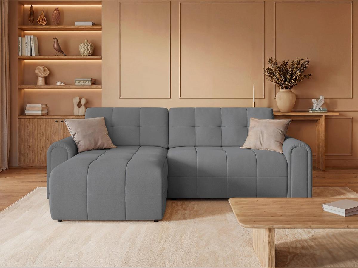 ECKSOFA Simolla Grau links - Schwarz/Grau, Kunststoff/Textil (268/180cm) - Selsey