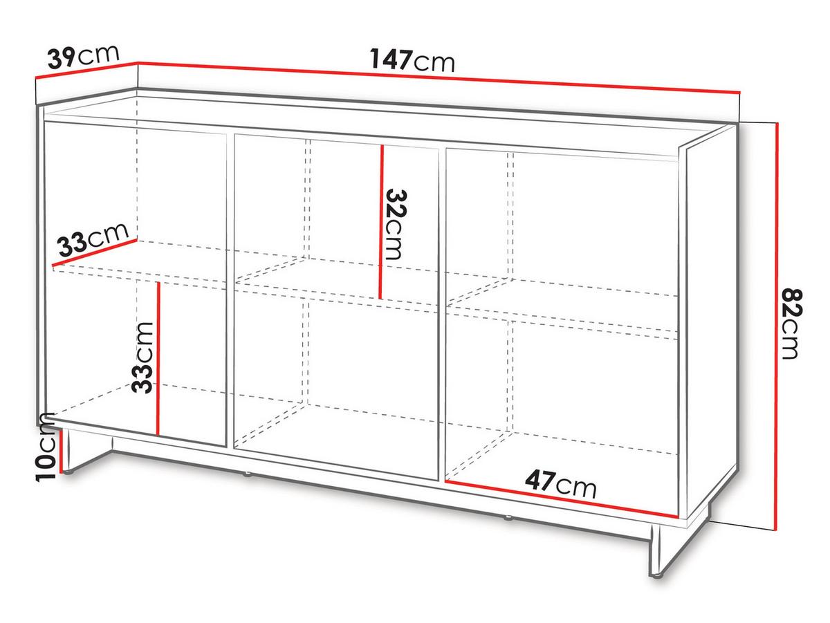 SIDEBOARD Yasumi K147 - Nussbaumfarben/Schwarz, Holzwerkstoff/Kunststoff (147/82/39cm) - MIRJAN24
