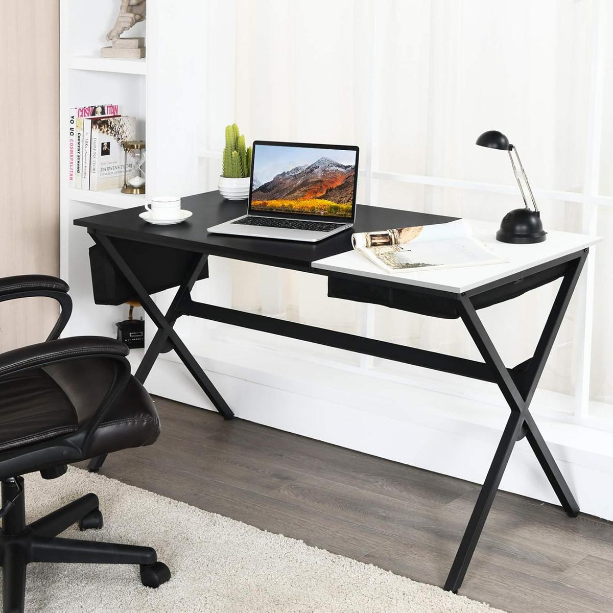 SCHREIBTISCH 74cm Schwarz - Schwarz, Holz (60/120/74cm) - COSTWAY