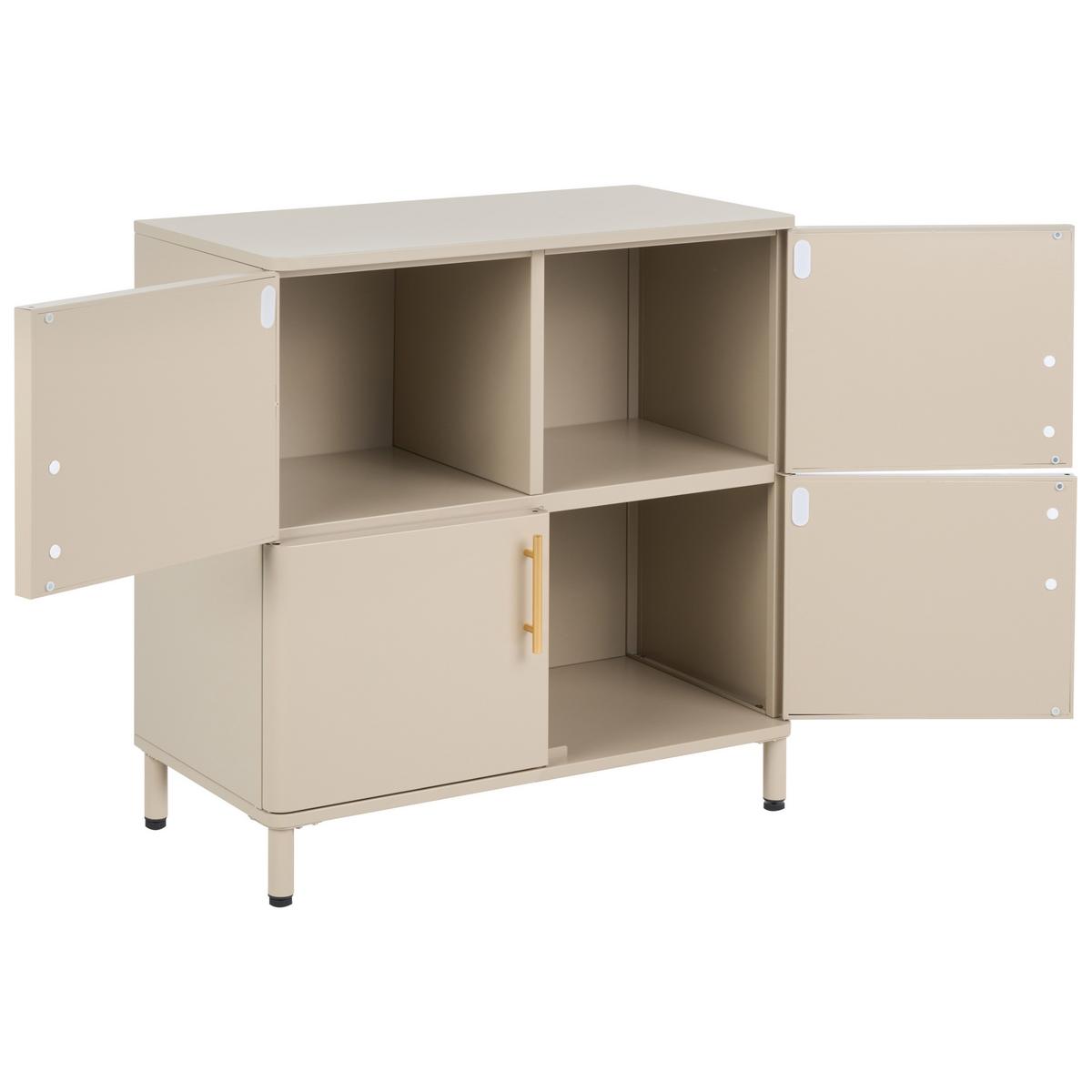 SIDEBOARD mit 4 Türen Metall Beige Ombura - Beige, Metall (80/80/40cm) - Beliani