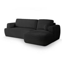 ECKSOFA SENTI N R-S Schwarz Boucle-Stoff mit Schlaffunktion - Schwarz, Holz/Kunststoff (246/148cm) - MASSENO