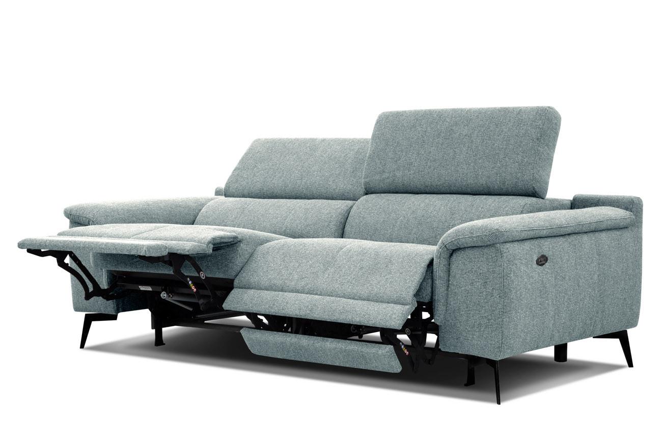 RELAXSOFA FIERO 3-Sitzer mit 2 Relaxfunktionen, mintgrün - Schwarz/Mintgrün, Holzwerkstoff/Textil (212/82/103cm) - Wozimo