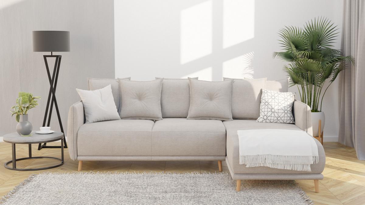 ECKSOFA Chroma Beige Luxusmicrofaser - Ecru/Beige, Holz/Textil (238/170cm) - S-Style