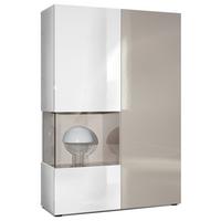 VITRINE Morena Tür und Einsatz in Sandgrau Hochglanz - Sandfarben, Holzwerkstoff (91.5/136.5/37cm) - Vladon