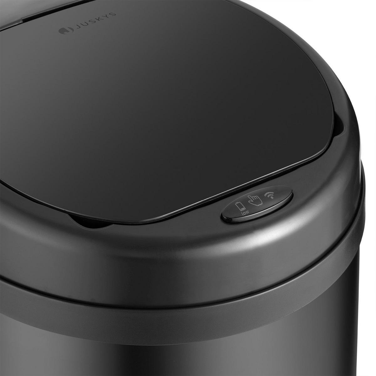 MÜLLEIMER rund 30L schwarz mit Sensor - Schwarz, Metall (31/52/31cm) - Juskys