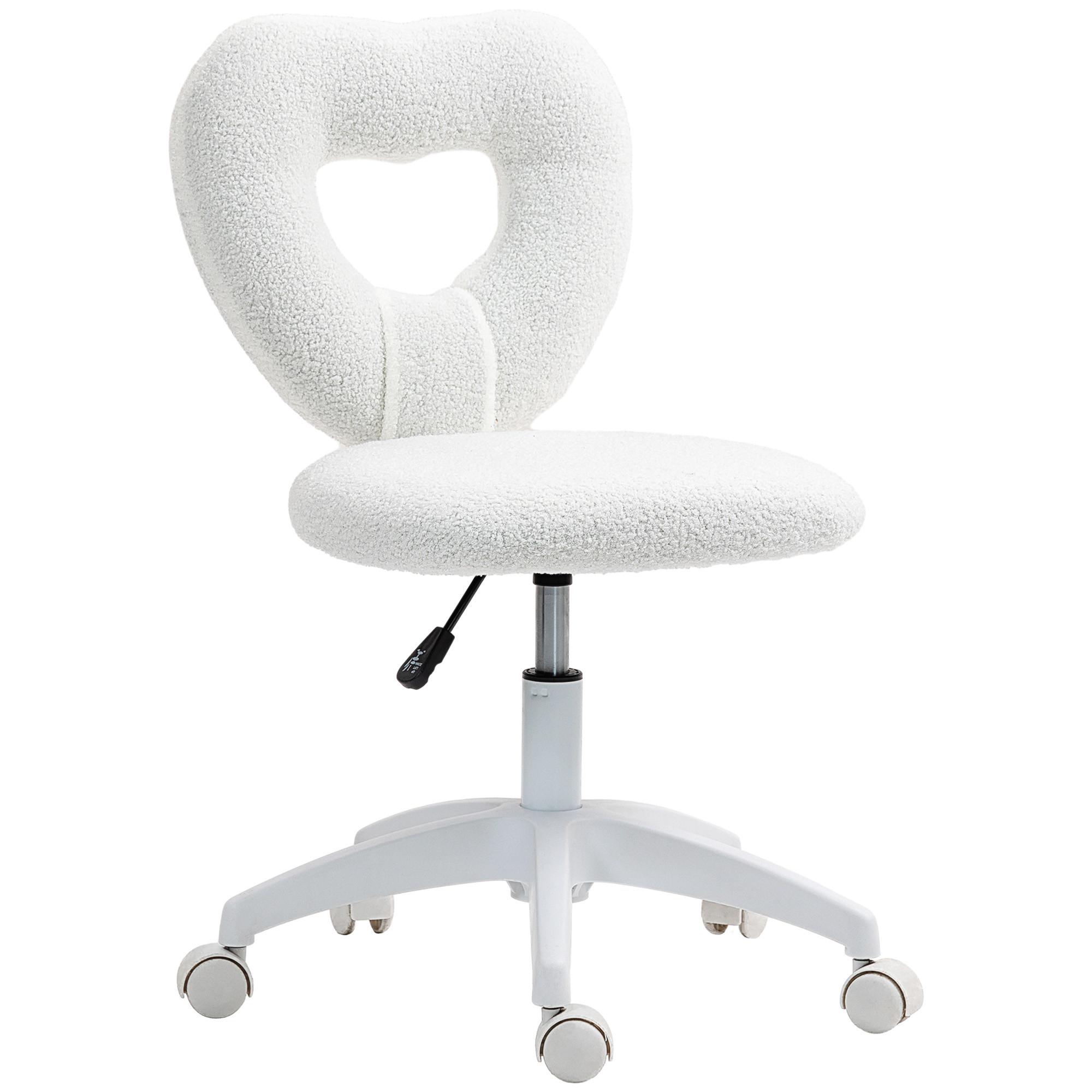 SCHREIBTISCHSTUHL Bürostuhl Drehbar Homeoffice Stuhl mit Herzförmige Rückenlehne - Weiß, Kunststoff (45/88/56cm) - HOMCOM