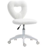 SCHREIBTISCHSTUHL Bürostuhl Drehbar Homeoffice Stuhl mit Herzförmige Rückenlehne - Weiß, Kunststoff (45/88/56cm) - HOMCOM
