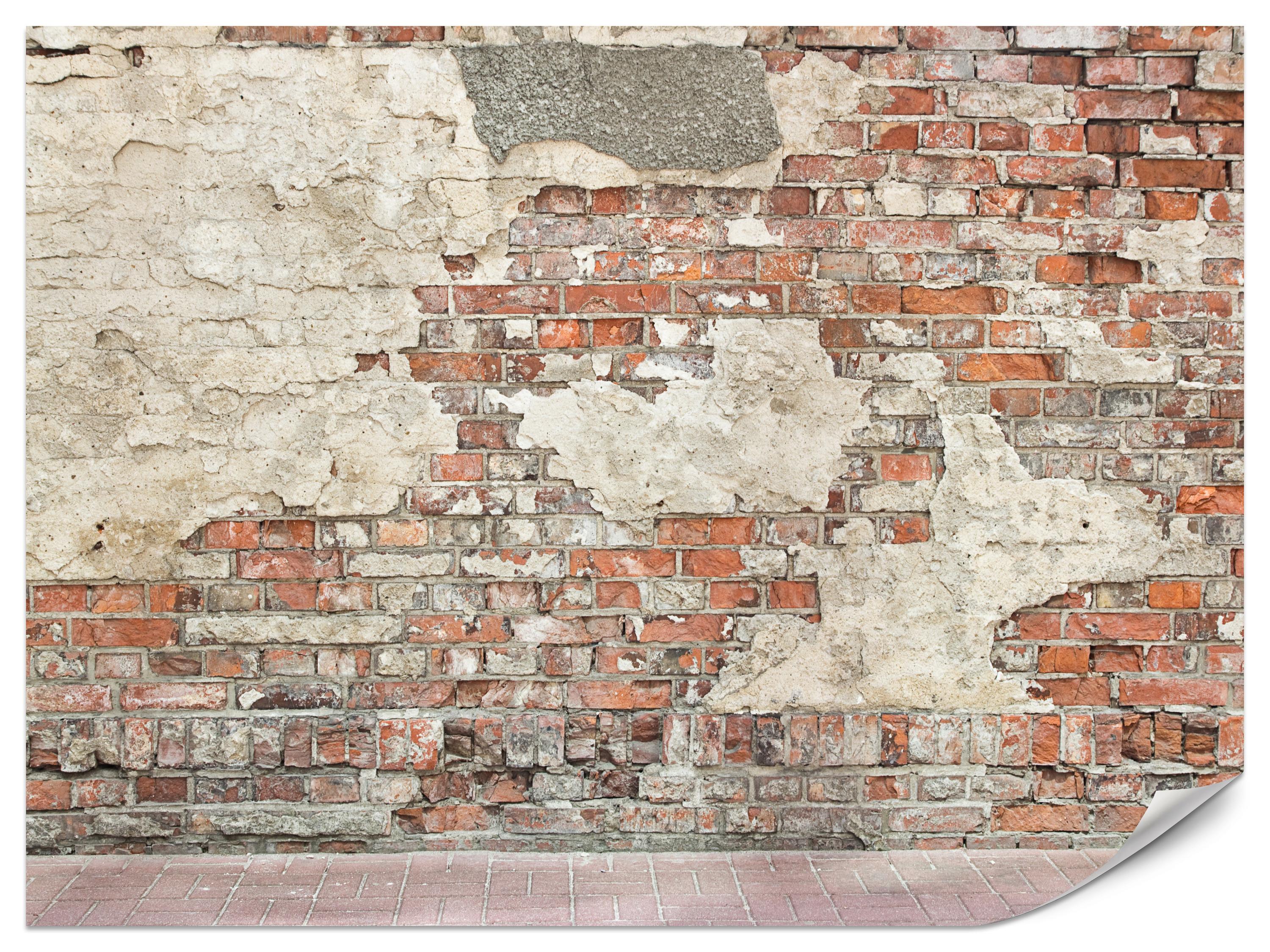FOTOTAPETE für Wohnzimmer Alte Ziegelwand Rustikal 400x280 - Beige/Rot, Papier (400/280cm) - Muralo