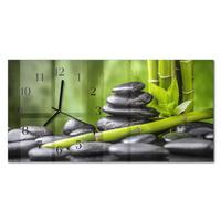 WANDUHR aus Glas 60x30 cm - Zen-Steine - Grün, Glas (60/30/0.4cm) - TULUP
