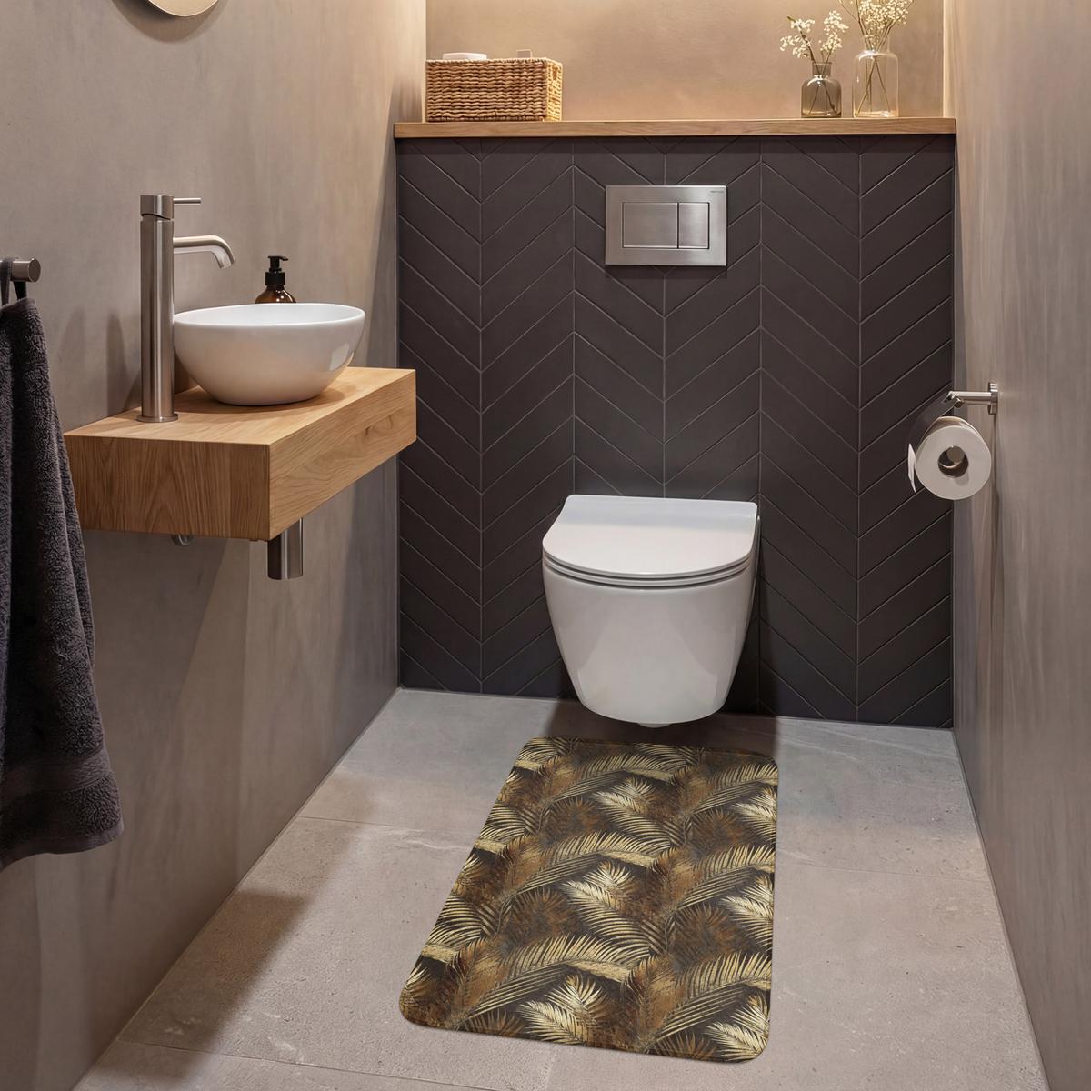 WC-VORLEGER Tropisch - Blätter - Gold WC Teppich 50x80 cm - Goldfarben, Textil (50/1cm) - OnlyWow