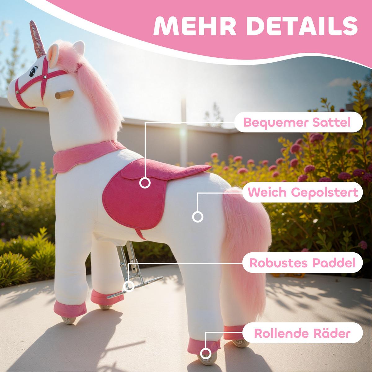 REITPFERD Metall Polyester Weiß Rosa - Multicolor, Textil (36/96/96cm) - AIYAPLAY