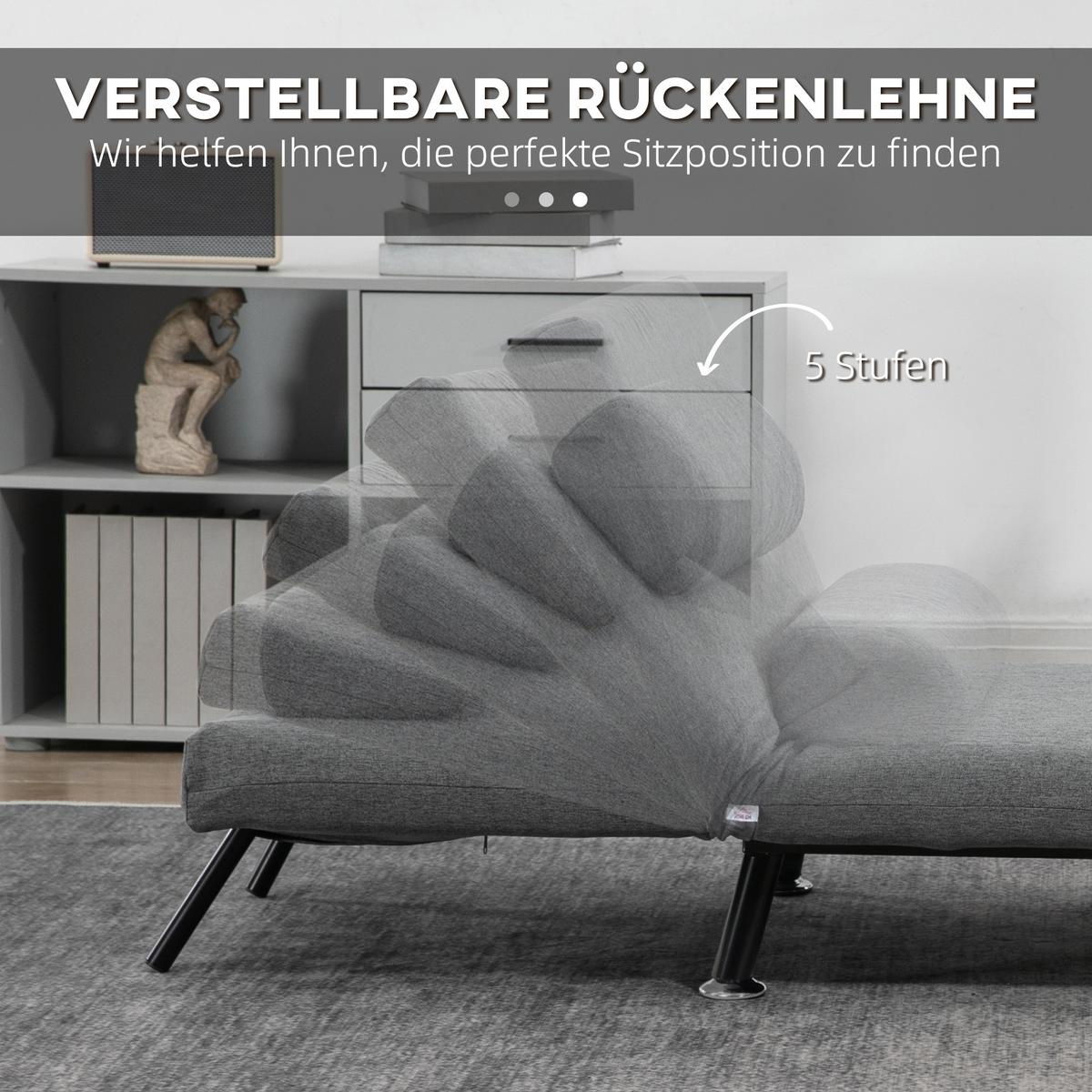 SCHLAFSESSEL Klappsessel mit Bettfunktion Schlafsofa mit Verstellbar Rückenlehne - Dunkelgrau/Anthrazit, Textil/Metall (70/75/75cm) - HOMCOM