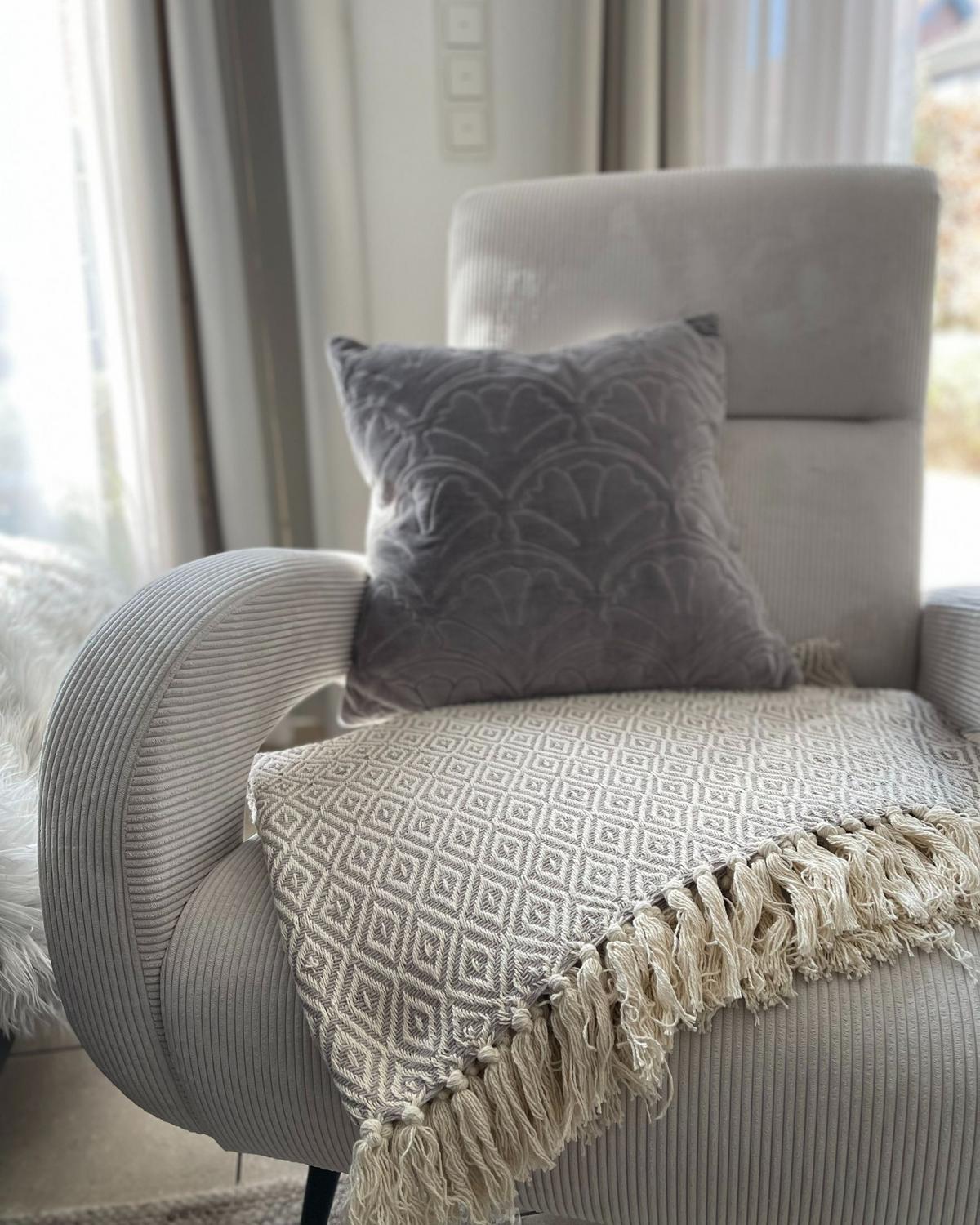 DECKE Helles Beige Mityal 125/150 cm - Beige, Naturmaterialien/Textil (125/150cm) - Beliani