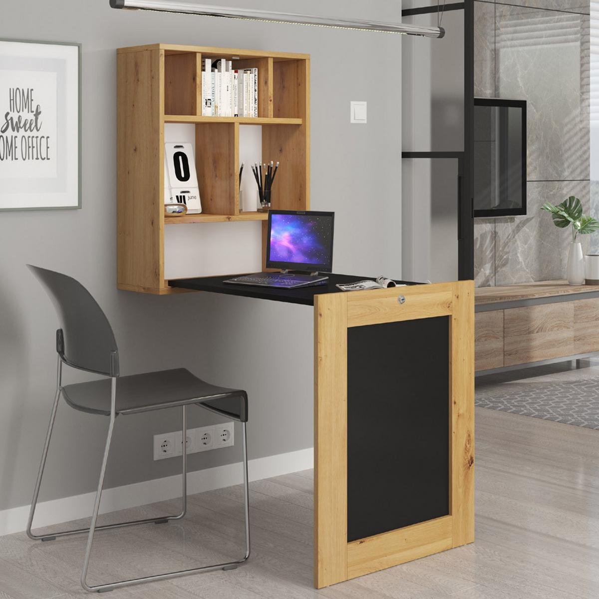 SCHREIBTISCH Artisan Eiche, Schwarz 60/144/90 - Schwarz, Holzwerkstoff (90/50/144cm) - RAUMHIRSCH FURNITURE
