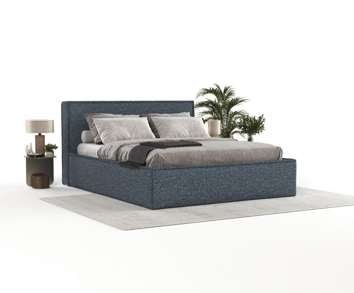 POLSTERBETT Sato mit Stauraum 200/200 cm Marineblau im Modesto Stoff - Schwarz/Naturfarben, Holz/Holzwerkstoff (200/200cm) - AltaBeds