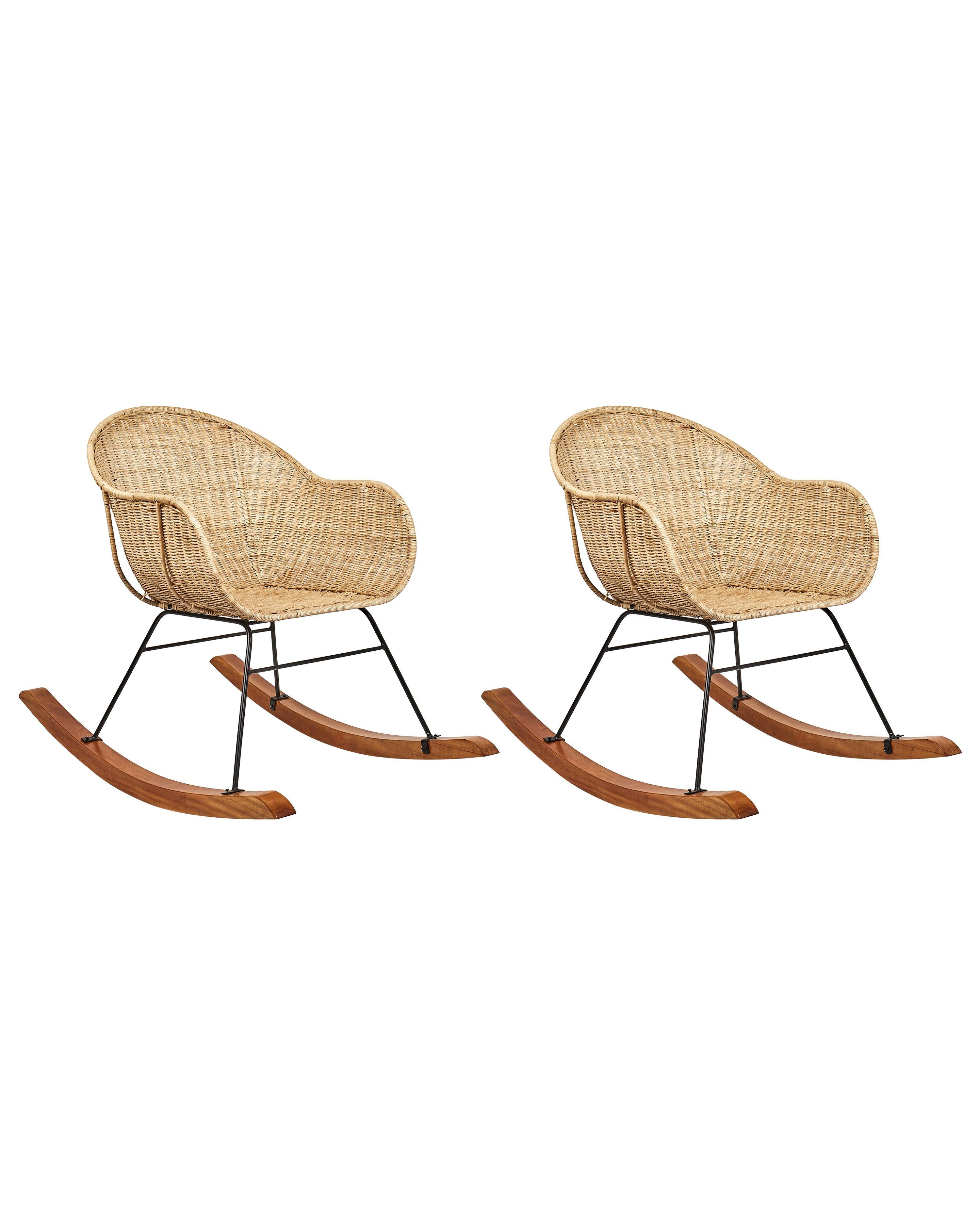 SCHAUKELSTÜHLE 2er Set Naturfarben Lavinio - Naturfarben, Naturmaterialien (61/80/98cm) - Beliani