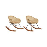 SCHAUKELSTÜHLE 2er Set Naturfarben Lavinio - Naturfarben, Naturmaterialien (61/80/98cm) - Beliani