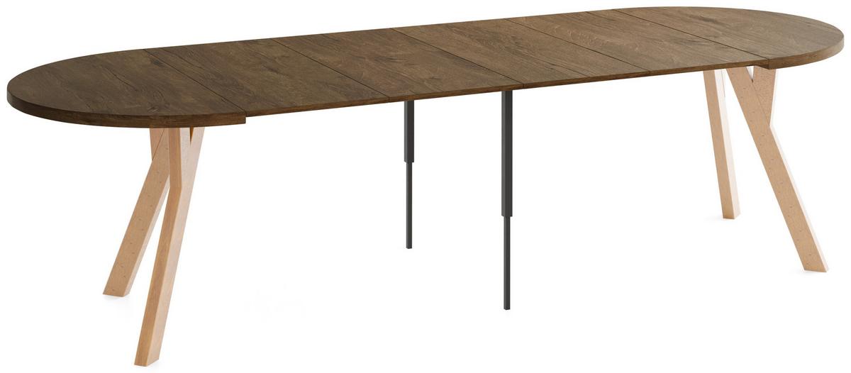 ESSTISCH Avero rund, ausziehbar, Massivholzbeine aus Buche, Eiche Braun Rustikal 100-300/100/77 cm - Hellbraun/Alteiche, Holz/Holzwerkstoff (100/300/76.5cm) - WFL GROUP