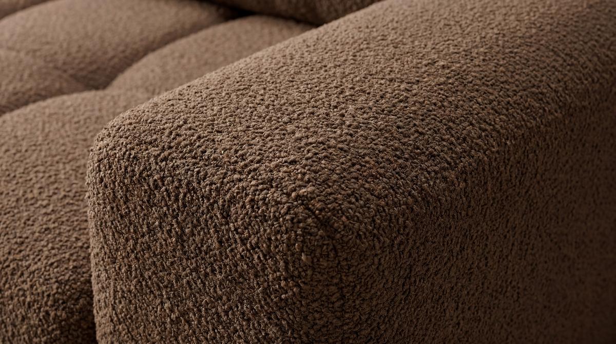 ECKSOFA Ovia mit Bettkasten und Schlaffunktion, Bouclé-Stoff in L-Form - Braun, Textil (270/185cm)