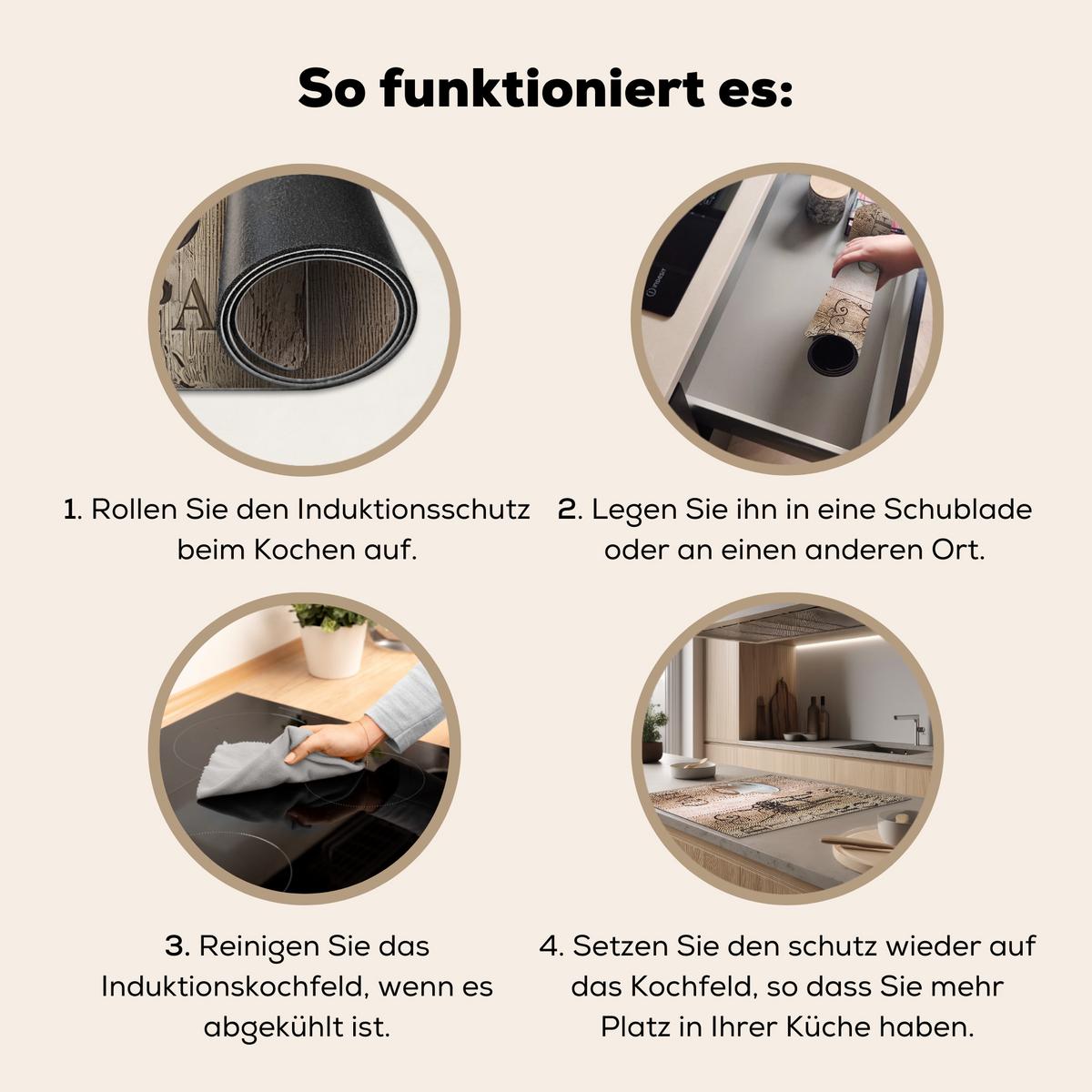 HERDABDECKPLATTE Bistro Parisien - Café - Kaffee - Jahrgang Induktionsmatte 78x78 cm - Cappuccino, Kunststoff (78/78/0.2cm) - MuchoWow