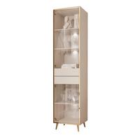 VITRINE AURORA in Kaschmir mit LED-Beleuchtung mit schräge Goldchrom Fuße - Kaschmir/Goldfarben, Holzwerkstoff/Metall (45/194/40cm) - Lookway