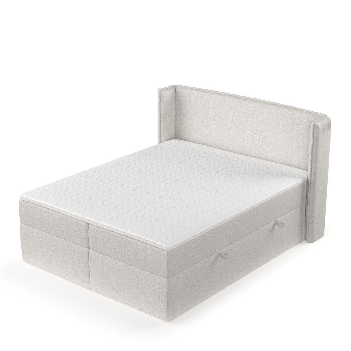 BOXBETT Viva 200/200 cm Hellbeige im Riva Stoff - Beige/Schwarz, Holz/Holzwerkstoff (200/200cm) - AltaBeds