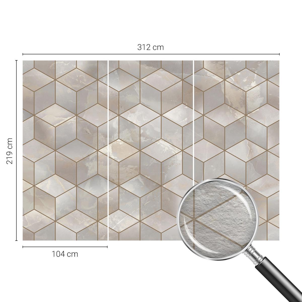 FOTOTAPETE 312x219 cm - Geometrisches Mosaik - Grau, Textil (312/219cm) - Wallfluent
