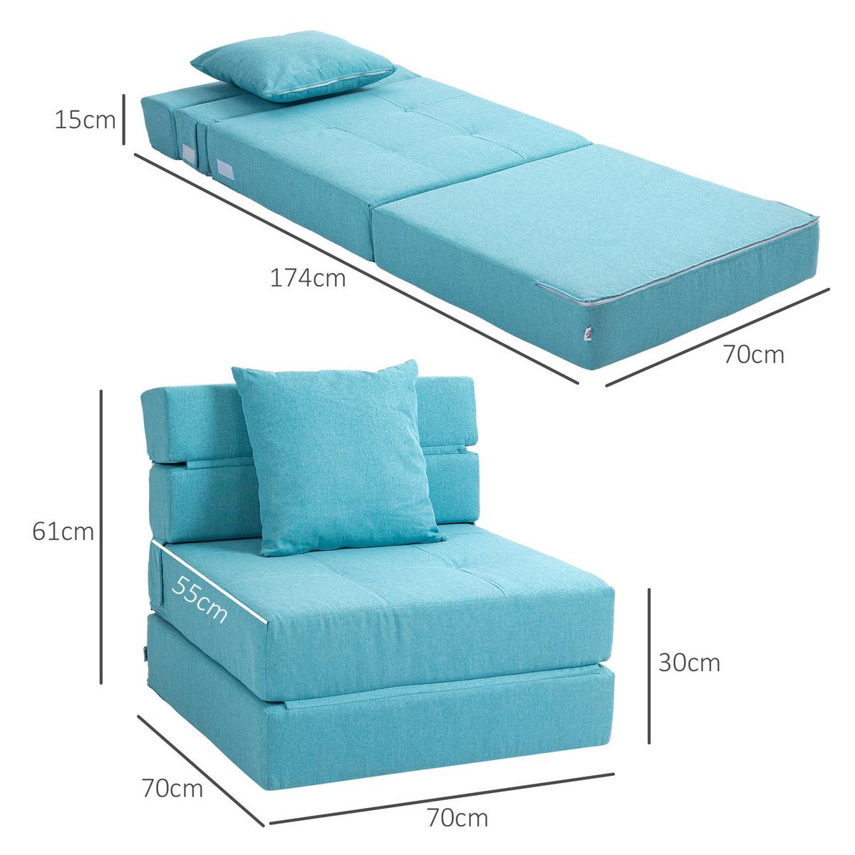 SCHLAFSESSEL, Polybaumwolle, Blau - Blau, Textil (70/61/70cm) - HOMCOM