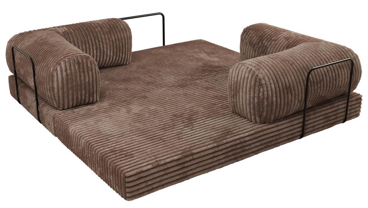 3-SITZER SOFA ORSETTO - Braun Cord - Schwarz/Braun, Textil/Metall (200/70/100cm) - MKS