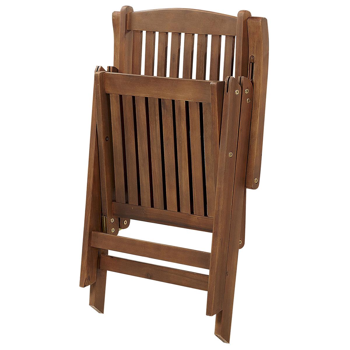 GARTENSTUHL 6er-Set Akazienholz dunkelbraun Auflagen grau Amantea - Dunkelbraun/Grau, Holz (54/105/69cm) - Beliani
