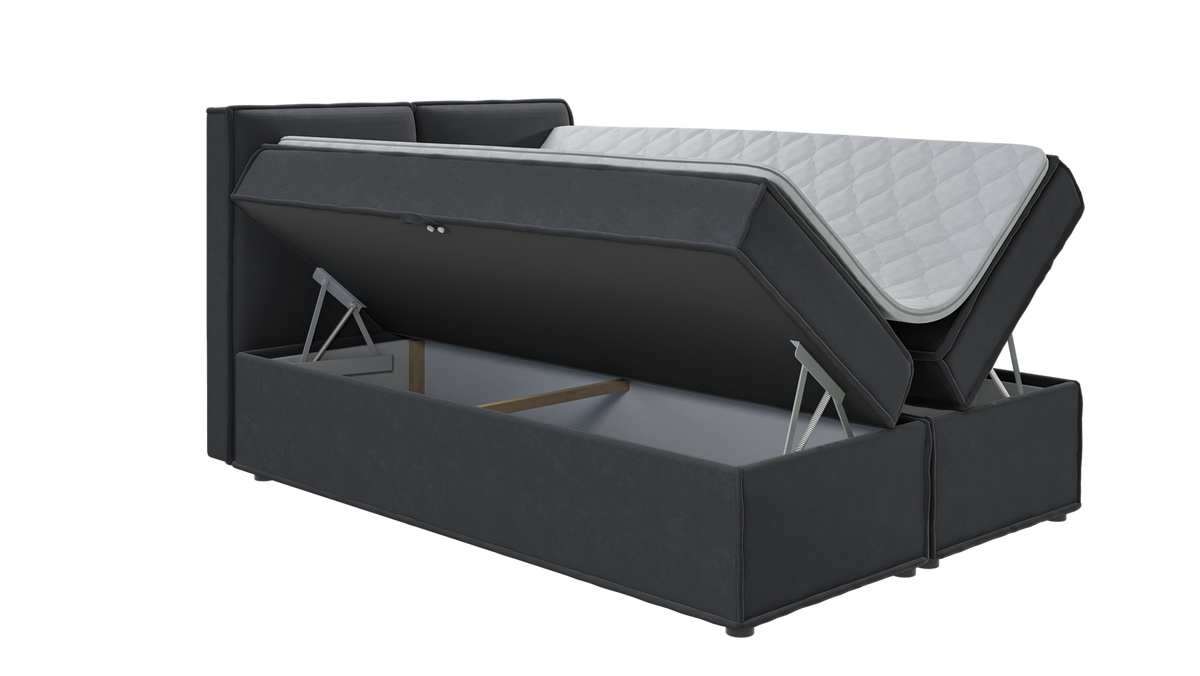 BOXBETT Eclipse 140/200 cm Graphit Luxusmicrofaser - Graphitfarben/Schwarz, Holz/Kunststoff (140/200cm) - S-Style Möbel