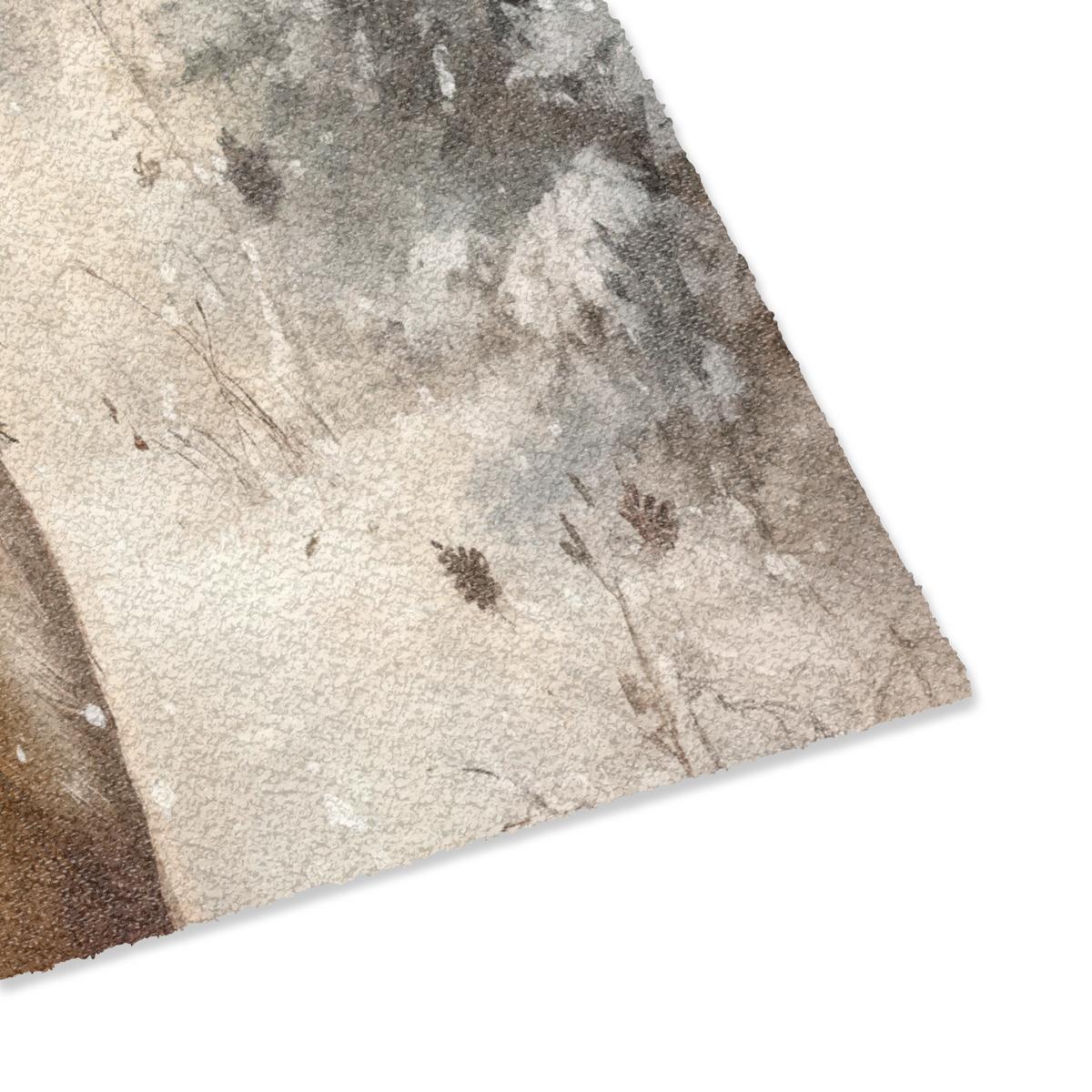 FUSSMATTE Weihnachten - Rentier - Winter - Kranz Flurteppich 60x40 cm - Braun, Kunststoff (60/0.4cm) - MuchoWow