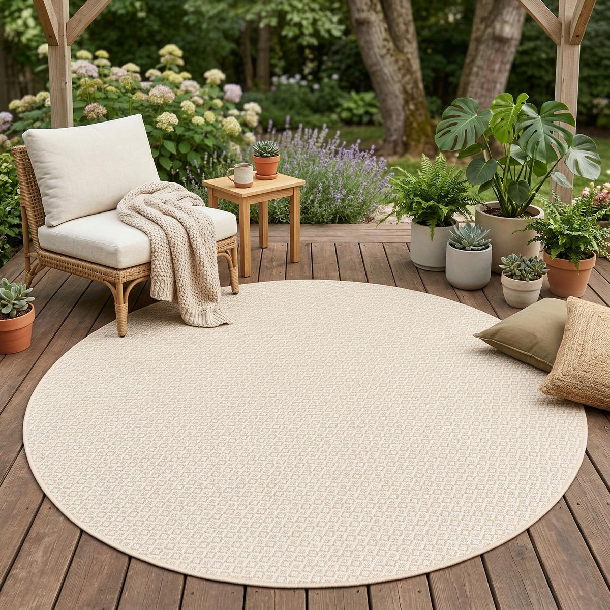 IN & OUTDOOR TEPPICH OSLO TREND RUND - Honig, Textil (200/200cm) - Snapstyle